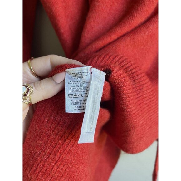 New! LOFT Size 20/22 Orange Ribbed Pullover Cowl Neck Sweater - Picture 7 of 9